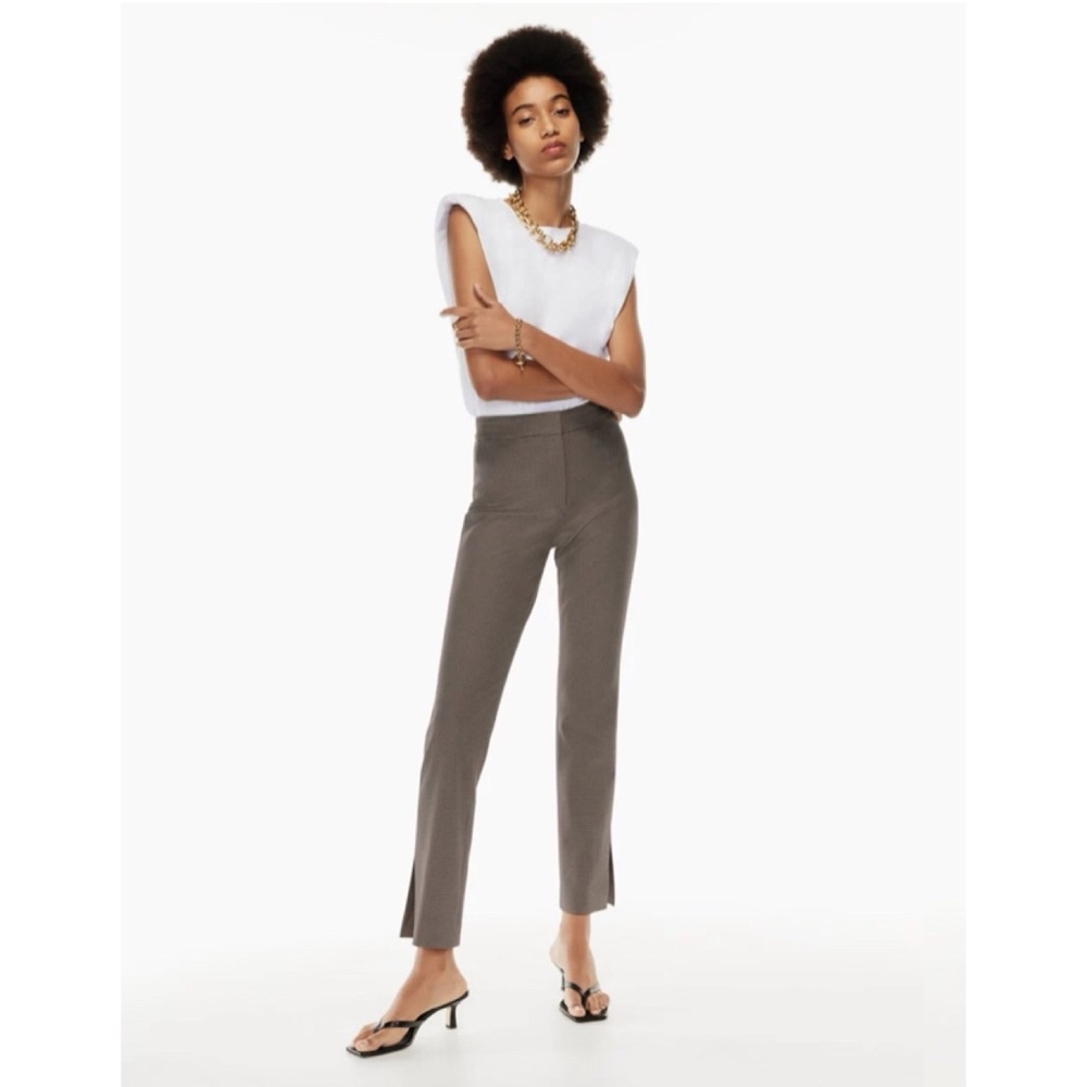 Babaton Numero mini check pant slits brown 2 30”